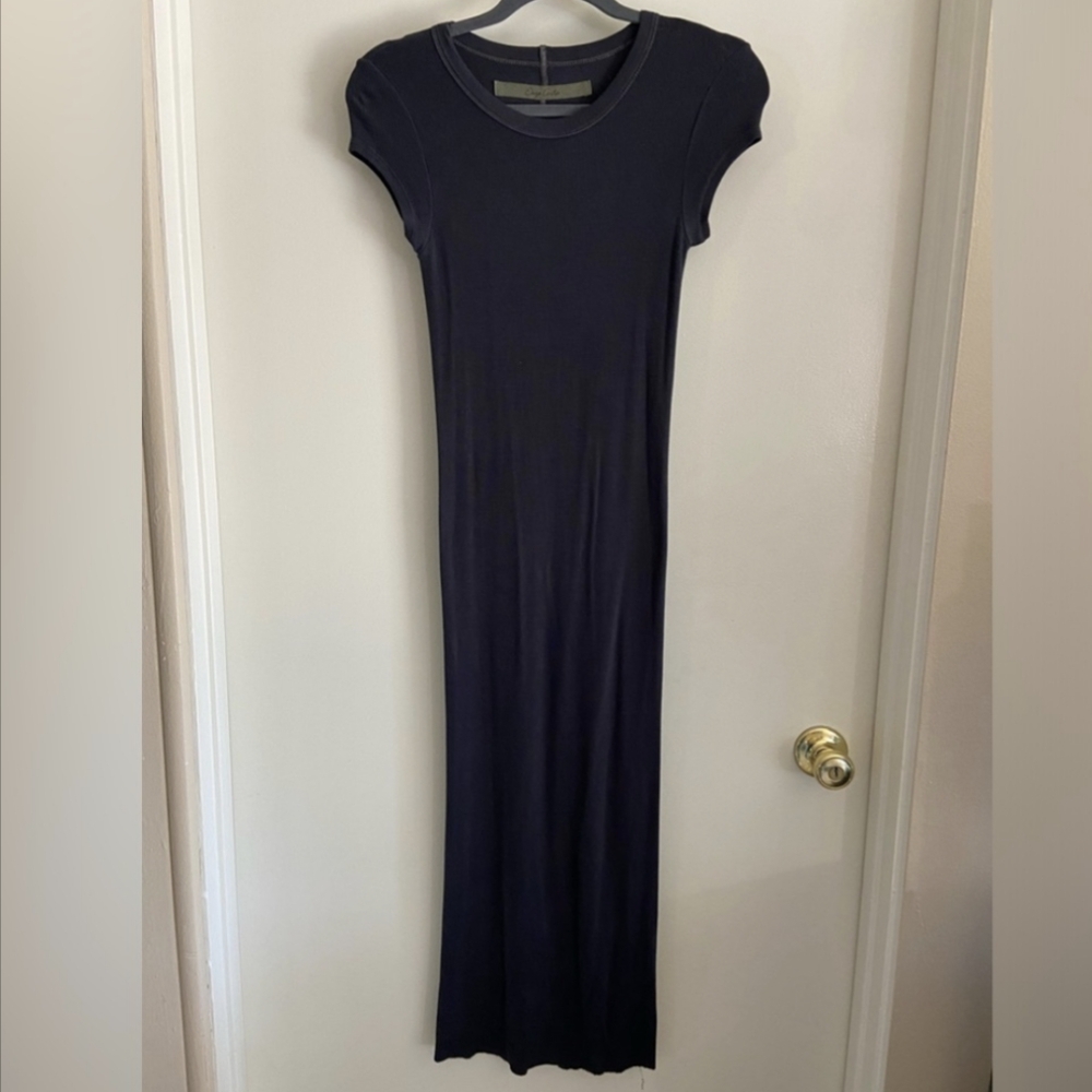 Enza Costa INTERMIX Ribbed Navy Bodycon T-shirt Dress S/M - Picture 9 of 10